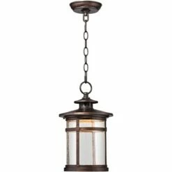 Franklin Iron Works Rustic Outdoor Ceiling Light Hanging Lantern LED Bronze 13 1/2" Clear Seedy Glass for Exterior Porch Patio -Outdoor Lighting Sales Shop unnamed file 546