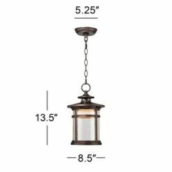 Franklin Iron Works Rustic Outdoor Ceiling Light Hanging Lantern LED Bronze 13 1/2" Clear Seedy Glass for Exterior Porch Patio -Outdoor Lighting Sales Shop unnamed file 547