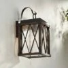 Possini Euro Design Rustic Outdoor Wall Light Fixture Bronze Wood Finish 16 1/2" Clear Seedy Glass Lantern for Exterior House Porch Patio