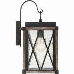Possini Euro Design Rustic Outdoor Wall Light Fixture Bronze Wood Finish 16 1/2" Clear Seedy Glass Lantern for Exterior House Porch Patio -Outdoor Lighting Sales Shop unnamed file 551