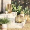 Tumbler Basket Weave Outdoor Lantern with LED Candle Gold - Project 62™