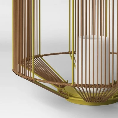 Tumbler Basket Weave Outdoor Lantern with LED Candle Gold - Project 62™ 5 Tumbler Basket Weave Outdoor Lantern with LED Candle Gold - Project 62™ - Image 3