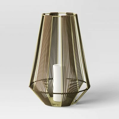 Tumbler Basket Weave Outdoor Lantern with LED Candle Gold - Project 62™ 7 Tumbler Basket Weave Outdoor Lantern with LED Candle Gold - Project 62™ - Image 5
