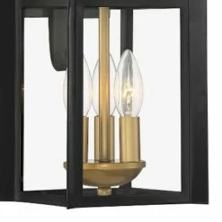 Franklin Iron Works Industrial Outdoor Wall Light Fixture Warm Brass Black Metal 19" Clear Glass Exterior House Patio Outside Deck -Outdoor Lighting Sales Shop unnamed file 599