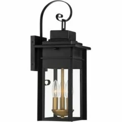 Franklin Iron Works Industrial Outdoor Wall Light Fixture Warm Brass Black Metal 19" Clear Glass Exterior House Patio Outside Deck -Outdoor Lighting Sales Shop unnamed file 601
