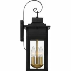 Franklin Iron Works Industrial Outdoor Wall Light Fixture Warm Brass Black Metal 19" Clear Glass Exterior House Patio Outside Deck -Outdoor Lighting Sales Shop unnamed file 602