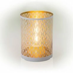 Alpine Corporation Indoor/Outdoor Diamond Lantern with Tungsten Light and Timer Warm White