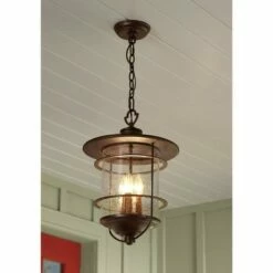 Outdoor Lighting Sales Shop 44 Franklin Iron Works Country Cottage Outdoor Ceiling Light Hanging Lantern Bronze 19" Clear Seedy Glass for Exterior Porch Patio