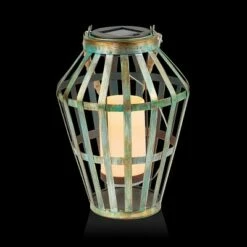 Alpine Corporation 10" Metal Outdoor Lantern with Flickering LED Light Gray -Outdoor Lighting Sales Shop unnamed file 647