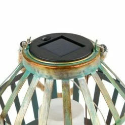 Alpine Corporation 10" Metal Outdoor Lantern with Flickering LED Light Gray -Outdoor Lighting Sales Shop unnamed file 648