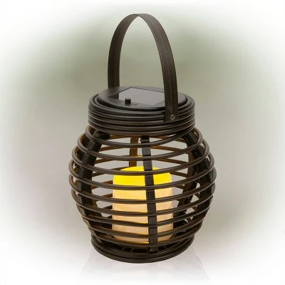 Alpine Corporation Solar Outdoor Lantern with Shepherd Hook Stake Black 6 Alpine Corporation Solar Outdoor Lantern with Shepherd Hook Stake Black - Image 4