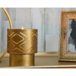 Antique Brass Pierced Metal Pillar Candle Holder - Foreside Home & Garden -Outdoor Lighting Sales Shop unnamed file 709