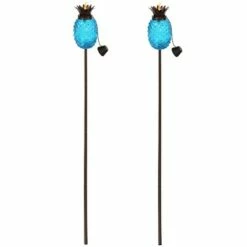 Sunnydaze Decor Sunnydaze Outdoor Adjustable Height 3-in-1 Glass Tropical Pineapple Torches with Connected Snuffs and Metal Poles - Blue - 2pk -Outdoor Lighting Sales Shop unnamed file 781