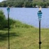 Sunnydaze Decor Sunnydaze Outdoor Adjustable Height Glass and Metal Swirl Patio and Lawn Citronella Torch Set - Blue - 2pk