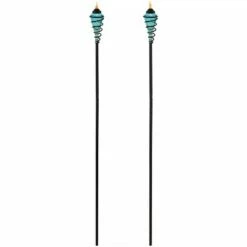 Sunnydaze Decor Sunnydaze Outdoor Adjustable Height Glass and Metal Swirl Patio and Lawn Citronella Torch Set - Blue - 2pk -Outdoor Lighting Sales Shop unnamed file 818
