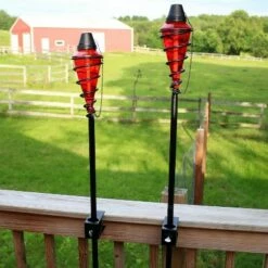 Sunnydaze Decor Sunnydaze Outdoor Adjustable Height Glass and Metal Swirl Patio and Lawn Citronella Torch Set - Red - 2pk -Outdoor Lighting Sales Shop unnamed file 823