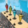 Sunnydaze Decor Sunnydaze Outdoor Tabletop Glass and Metal Swirl Patio Table and Lawn Citronella Torch Set - Blue, Red, Green, and Yellow - 8pc -Outdoor Lighting Sales Shop unnamed file 833