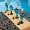 Sunnydaze Decor Sunnydaze Outdoor Tabletop Glass and Metal Swirl Patio Table and Lawn Citronella Torch Set - Blue - 8pk