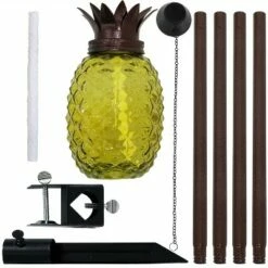 Sunnydaze Decor Sunnydaze Outdoor Adjustable Height 3-in-1 Glass Tropical Pineapple Torches with Connected Snuffs and Metal Poles - Yellow - 2pk -Outdoor Lighting Sales Shop unnamed file 851