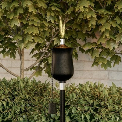 Nature Spring 45" Adjustable Black Metal Flame Torch Lamp 5 Nature Spring 45" Adjustable Black Metal Flame Torch Lamp - Image 3