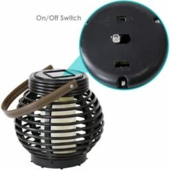 Sunnydaze Decor Sunnydaze Outdoor Patio Garden Lerena LED Hanging Tabletop Solar Powered Lantern with Candle - 6" - Black -Outdoor Lighting Sales Shop unnamed file 906