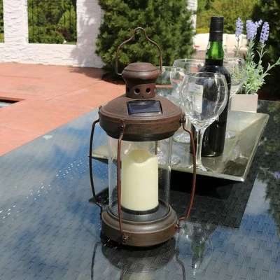 Sunnydaze Decor Sunnydaze Outdoor Antique Style Hanging Solar Lantern Light with LED Light and Candle - 12" - Bronze 3 Sunnydaze Decor Sunnydaze Outdoor Antique Style Hanging Solar Lantern Light with LED Light and Candle - 12" - Bronze