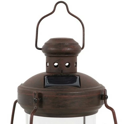 Sunnydaze Decor Sunnydaze Outdoor Antique Style Hanging Solar Lantern Light with LED Light and Candle - 12" - Bronze 4 Sunnydaze Decor Sunnydaze Outdoor Antique Style Hanging Solar Lantern Light with LED Light and Candle - 12" - Bronze - Image 2