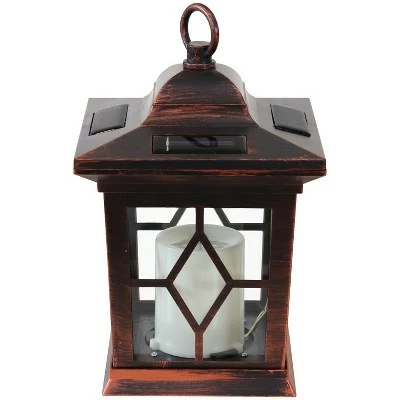 Sunnydaze Decor Sunnydaze Outdoor Lucien Hanging Tabletop Solar LED Rustic Farmhouse Decorative Candle Lantern - 9" - Copper - 4pk 10 Sunnydaze Decor Sunnydaze Outdoor Lucien Hanging Tabletop Solar LED Rustic Farmhouse Decorative Candle Lantern - 9" - Copper - 4pk - Image 8