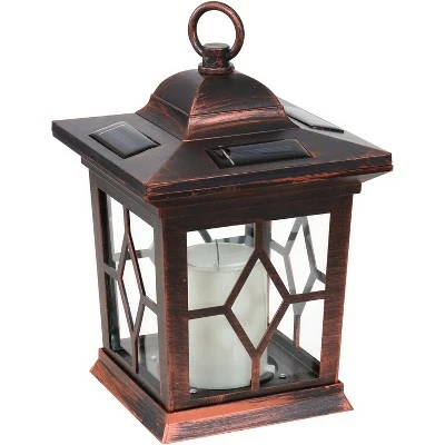 Sunnydaze Decor Sunnydaze Outdoor Lucien Hanging Tabletop Solar LED Rustic Farmhouse Decorative Candle Lantern - 9" - Copper - 4pk 11 Sunnydaze Decor Sunnydaze Outdoor Lucien Hanging Tabletop Solar LED Rustic Farmhouse Decorative Candle Lantern - 9" - Copper - 4pk - Image 9