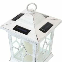 Sunnydaze Decor Sunnydaze Outdoor Lucien Hanging Tabletop Solar LED Rustic Farmhouse Decorative Candle Lantern - 9" - White - 2pk -Outdoor Lighting Sales Shop unnamed file 947