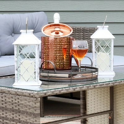 Sunnydaze Decor Sunnydaze Outdoor Concord Hanging Tabletop Solar LED Rustic Farmhouse Decorative Candle Lantern - 11" - White - 2pk 4 Sunnydaze Decor Sunnydaze Outdoor Concord Hanging Tabletop Solar LED Rustic Farmhouse Decorative Candle Lantern - 11" - White - 2pk - Image 2