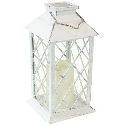 Sunnydaze Decor Sunnydaze Outdoor Concord Hanging Tabletop Solar LED Rustic Farmhouse Decorative Candle Lantern - 11" - White - 2pk 8 Sunnydaze Decor Sunnydaze Outdoor Concord Hanging Tabletop Solar LED Rustic Farmhouse Decorative Candle Lantern - 11" - White - 2pk - Image 6