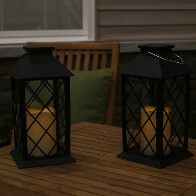 Sunnydaze Decor Sunnydaze Outdoor Concord Hanging Tabletop Solar LED Rustic Farmhouse Decorative Candle Lantern - 11" - Black - 2pk 3 Sunnydaze Decor Sunnydaze Outdoor Concord Hanging Tabletop Solar LED Rustic Farmhouse Decorative Candle Lantern - 11" - Black - 2pk