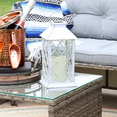 Sunnydaze Decor Sunnydaze Outdoor Concord Hanging Tabletop Solar LED Rustic Farmhouse Decorative Candle Lantern - 11" - White 4 Sunnydaze Decor Sunnydaze Outdoor Concord Hanging Tabletop Solar LED Rustic Farmhouse Decorative Candle Lantern - 11" - White - Image 2