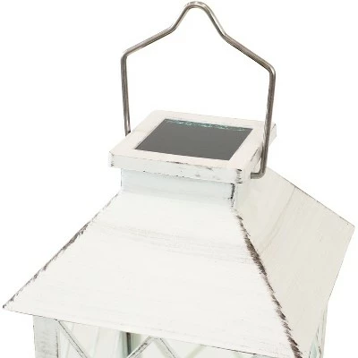 Sunnydaze Decor Sunnydaze Outdoor Concord Hanging Tabletop Solar LED Rustic Farmhouse Decorative Candle Lantern - 11" - White 5 Sunnydaze Decor Sunnydaze Outdoor Concord Hanging Tabletop Solar LED Rustic Farmhouse Decorative Candle Lantern - 11" - White - Image 3