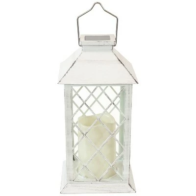 Sunnydaze Decor Sunnydaze Outdoor Concord Hanging Tabletop Solar LED Rustic Farmhouse Decorative Candle Lantern - 11" - White 7 Sunnydaze Decor Sunnydaze Outdoor Concord Hanging Tabletop Solar LED Rustic Farmhouse Decorative Candle Lantern - 11" - White - Image 5