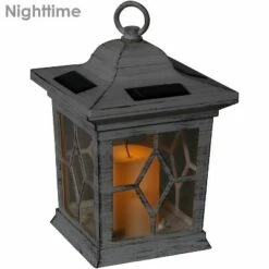 Sunnydaze Decor Sunnydaze Outdoor Lucien Hanging Tabletop Solar LED Rustic Farmhouse Decorative Candle Lantern - 9" - White -Outdoor Lighting Sales Shop unnamed file 994