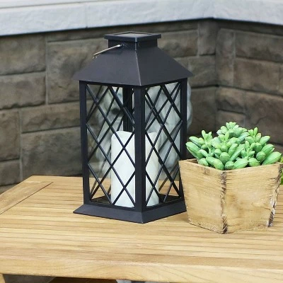 Sunnydaze Decor Sunnydaze Outdoor Concord Hanging Tabletop Solar LED Rustic Farmhouse Decorative Candle Lantern - 11" - Black 4 Sunnydaze Decor Sunnydaze Outdoor Concord Hanging Tabletop Solar LED Rustic Farmhouse Decorative Candle Lantern - 11" - Black - Image 2